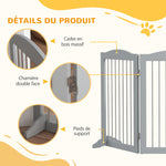 Barriere de sécurité pliable barrière chien trois plaques avec deux pieds de soutien 154 x 30 x 80 cm gris