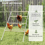 Perchoir pour poules à 5 niveaux en bois de pin et acier, échelle balançoire, 82 x 150 x 110 cm, argent