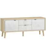 Meuble TV, meuble télé pour jusqu'à 55 pouces, 2 portes à haute brillance, 2 tiroirs silencieux, 120 x 35 x 50 cm, blanc