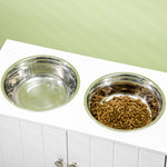 Ciotole per cani rialzate, doppia ciotola per cani e gatti, supporto per ciotole 60 x 30 x 35,5 cm, 2 ciotole da 2L in acciaio inox