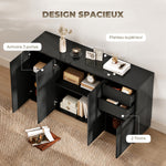Buffet meuble de rangement 2 tiroirs coulissants 4 portes étagère réglable panneaux de particules 140 x 36 x 74 cm noir