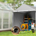 Abri de jardin 2 x 2 x 2 m abri vélo extérieur avec cadre en acier galvanisé, imperméable et résistant aux UV - gris