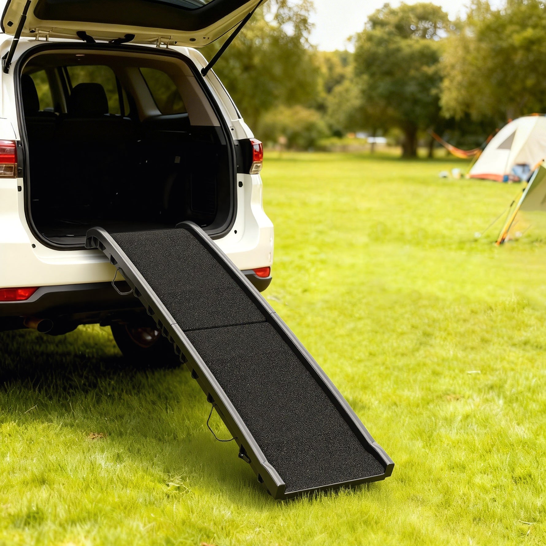 Rampe pliable pour chiens, escalier pour chien en PP avec pente douce et surface antidérapante, 155x38,5x15,5cm, noir