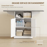 Ironing cabinet on wheels, ironing board with foldable ironing surface, 131 x 37 x 89.5 cm, white
