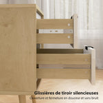 Comodino stretto, tavolino d'appoggio con 2 cassetti silenziosi e gambe in legno massello, 40 x 35 x 50 cm, bianco lucido