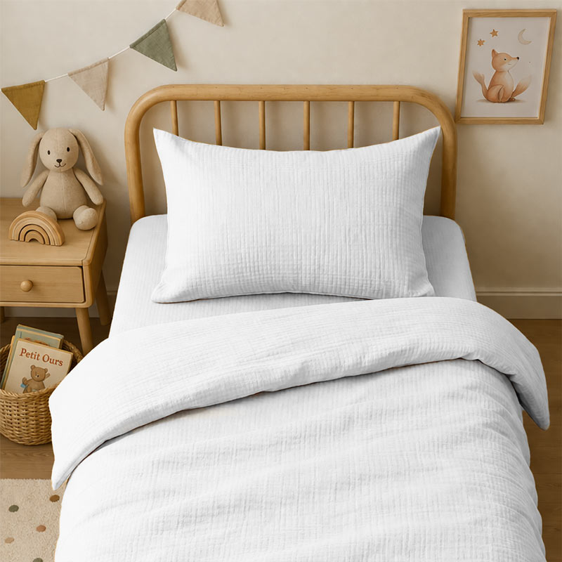 taie oreiller coton biologique blanc bébé 60x40