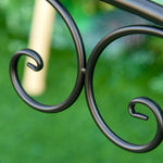 Banc de Jardin 2 Places Style néo-rétro Fer forgé Lignes fuselées métal Noir doré Effet Vieilli