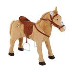 Cheval debout en peluche pour enfant à partir de 2 ans avec effets sonores selle et bride 85 cm (longueur) beige