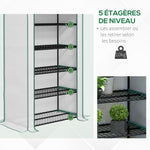 Serre de jardin Serre 5 niveaux avec 1 porte enroulable, Bâche en PE Renforcée Résistante dim. 90L x 49l x 193H cm