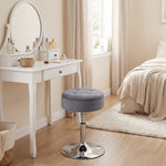 Sgabello da toeletta in velluto, sgabello da trucco girevole con vano portaoggetti, altezza regolabile da 49-65 cm, grigio