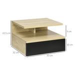 Lot de 2 Tables de Chevet murales - Lot de 2 Tables de Nuit - tiroir Coulissant, Niche, Plateau - Noir Chêne