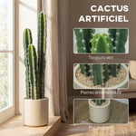 Cactus Artificiel 95 cm, Plante Artificielle en Pot, Tiges Réglables, Grand Réalisme, pour Maison et Bureau, Vert