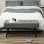 Banc banquette bout de lit rembourré en velours côtelé et pieds en acier noir charge 220 Kg 100 x 36 x 45 cm gris