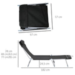 Bain de soleil transat chaise longue inclinable pliable avec oreiller dossier réglable sur 5 niveaux noir