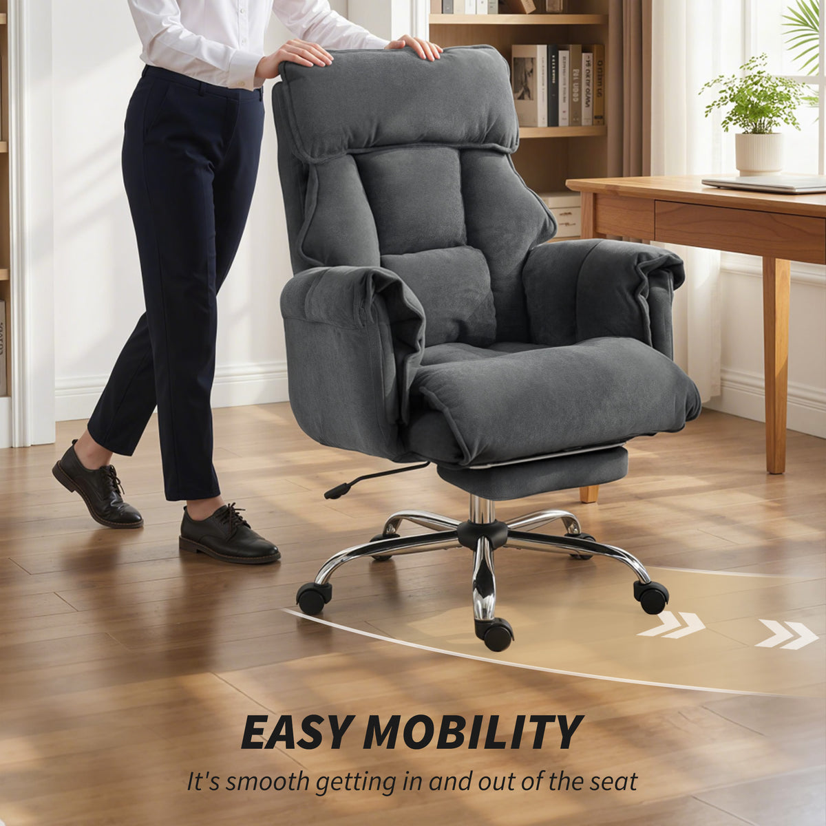 Chaise Bureau Ergonomique, Fauteuil de Bureau Inclinable, Hauteur Réglable, Appui-tête, Dossier Haut, Gris Foncé