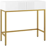 Table console console meuble avec 2 tiroirs base en acier avec pieds antidérapants 80 x 31,5 x 75 cm blanc