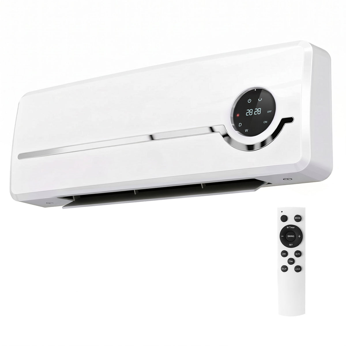 Chauffage mural en céramique 1000/2000W, radiateur électrique, ventilateur, thermostat, minuterie, 50x18,6x12,9cm, blanc