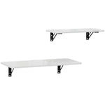 Lot de 2 tables pliantes murales, table murale rabattable en bois, pour cuisine, salle à manger, bureau, blanc brillant