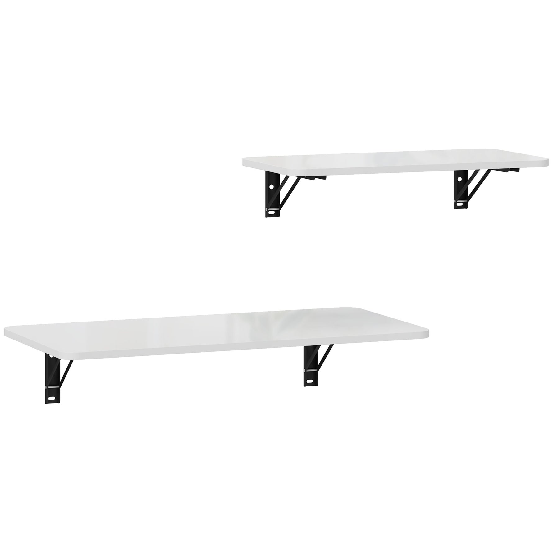 Lot de 2 tables pliantes murales, table murale rabattable en bois, pour cuisine, salle à manger, bureau, blanc brillant