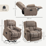 Fauteuil releveur électrique massage et chauffage avec repose-pied, dossier inclinable, télécommande et poche latérale