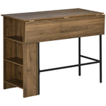 Centraal kookeiland bartafel met inklapbaar zijblad en 3 planken 120 x 76 x 91,4 cm bruin