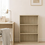Bibliothèque étagère de rangement avec 3 compartiments et étagère réglable, 60 x 24 x 93 cm, bois naturel