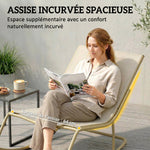 Fauteuil à Bascule Extérieur Coussin Moelleux 125cm Large 64cm en Acier et Textilène Beige et Doré