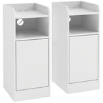 Lot de 2 tables de chevet avec station de charge, tables de nuit avec compartiment ouvert, étagère réglable, blanc