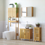 Armoire de salle de bain en bambou 1 étagère réglable design naturel 30 x 19,9 x 70 cm naturel