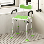 Tabouret de douche chaise de douche ergonomique hauteur réglable pieds antidérapants 56,5 x 53,5 x 87 cm blanc et vert