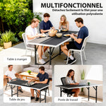 Opvouwbare mini-tafeltennistafel voor binnen en buiten met 2 massief houten batjes, 3 balletjes en net 152x76x70cm zwart
