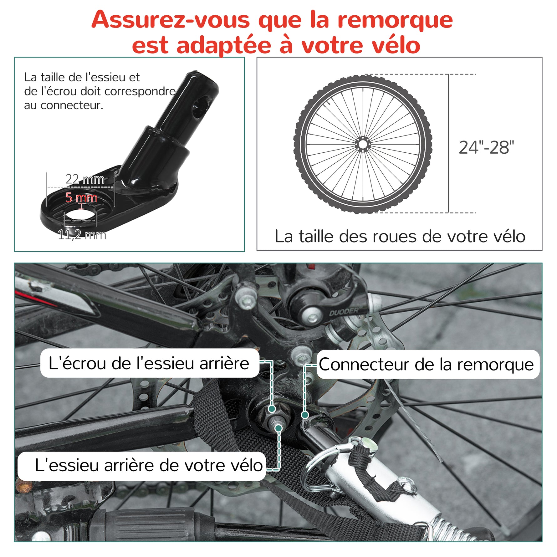 Remorque vélo pour enfant 2 en 1 convertible jogger poussette capacité 26,4 kg avec réflecteurs et drapeau - 2 places  - rouge