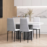 Lot de 4 chaises de salle à manger chaises de cuisine avec dossier haut pieds en métal et tissu en lin 41x50x97cm blanc