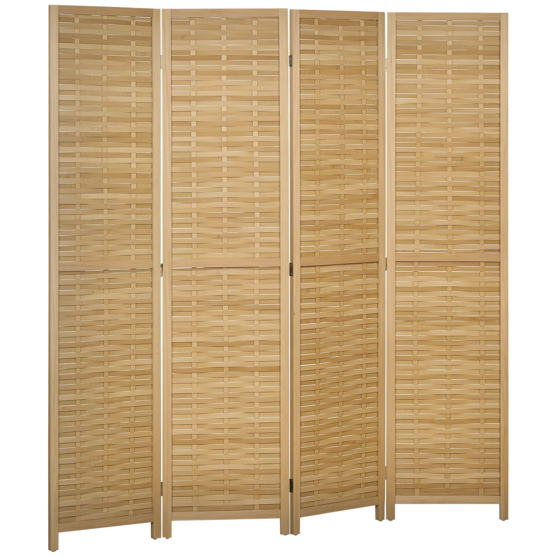 Paravent en bois séparateur de pièce closion de séparation pliable 4 panneaux en bambou 160 x 170 cm naturel clair