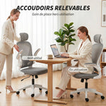 Chaise de Bureau Ergonomique, Fauteuil de Bureau en Maille avec Appui-Tête et Soutien Lombaire Réglables, Gris
