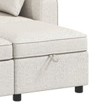 Canapé d'Angle Convertible en Chenille, Canapé-Lit 3 Places Modulaire 225 cm avec Pouf de Rangement, Beige-6