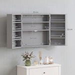 Armoire à pharmacie murale, armoire à médicaments avec double porte verrouillable 2 clés, 53x20x53cm, gris