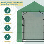 Serre de jardin serre d'hivernage avec étagères 3 niveaux porte enroulable tube en acier 244 x 180 x 210 cm vert