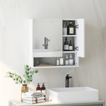 Armoire murale miroir de salle de bain placard de rangement 2 portes 55 x 17 x 55 cm blanc