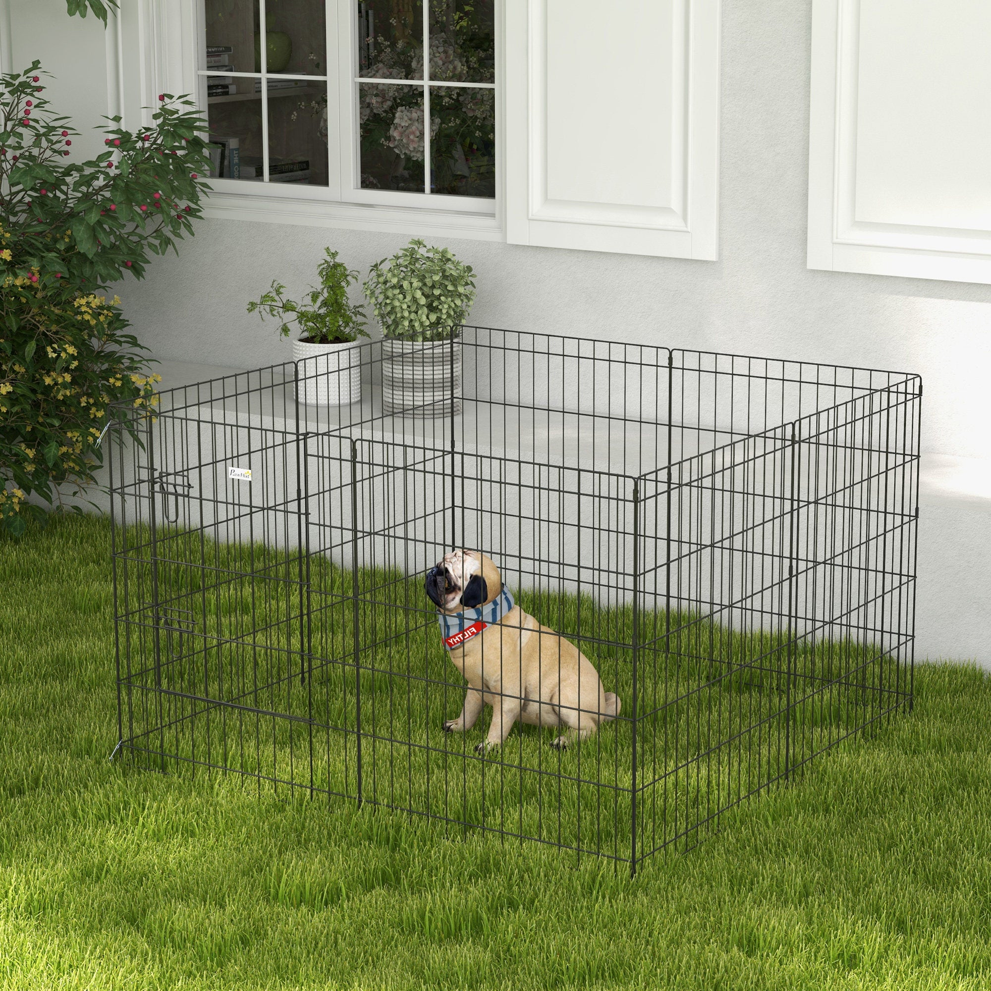 Parc enclos modulable pour chiens lapins rongeurs clôture pour petits animaux intérieur et extérieur 61 x 76 cm noir