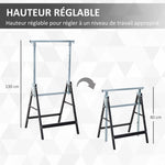 Lot de 2 tréteaux pliables télescopiques hauteur réglable 80-130 cm noir
