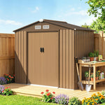 Abri de jardin 2,5 m² - remise pour outils avec kit de fondation - cabanon porte verrouillable - tôle d'acier ocre