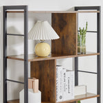 Bibliothèque étagère de rangement à 5 niveaux avec compartiments ouverts 74 x 30 x 157,5 cm brun rustique et noir