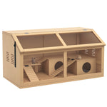 Cage hamster en bois habitat grand pour rongeur ventilation couvercle ouvrant et accessoires 85x45x44cm bois naturel