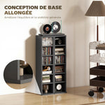 Lot de 2 étagères colonnes armoire de rangement CD-DVD 12 compartiments 21 x 22,5 x 88,5 cm capacité 204 CD noir