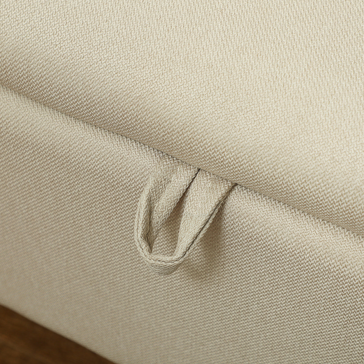 2-in-1-Sitzbank mit Stauraum aus Stoff und schwarzen Stahlbeinen, 102 x 40 x 39,5 cm, beige