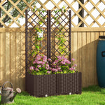 Jardinière avec treillis lit surélevé de jardin jardinière extérieure avec 6 trous de drainage 80 x 40 x 135 cm marron