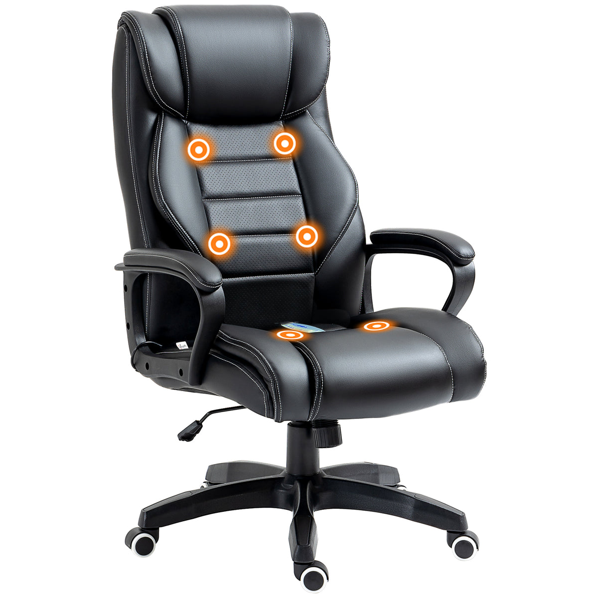 Fauteuil de bureau massant  fauteuil bureau ergonomique grand confort hauteur réglable fonction dossier à bascule revêtement synthétique noir