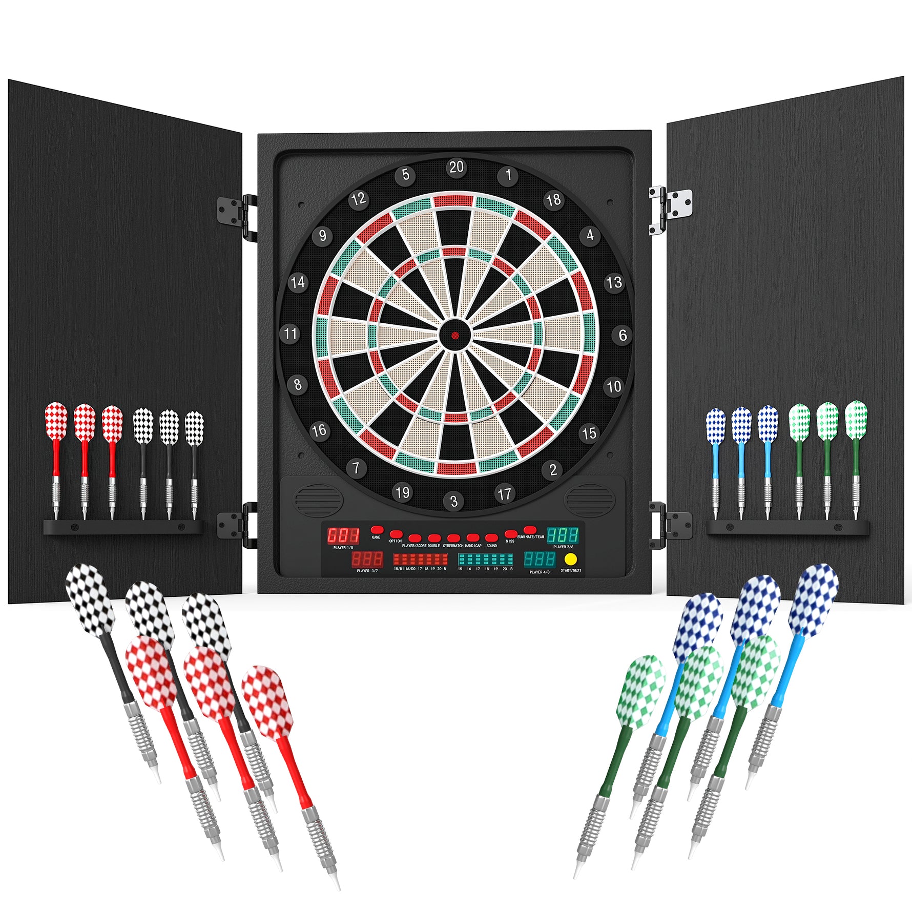 Cible jeu de fléchettes électronique refermable 27 jeux 202 variations jusqu'à 8 joueurs affichage LED