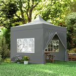 Tonnelle de jardin tente pliante 3 x 3 m 4 parois latérales amovibles 3 fenêtres hauteur réglable sac de transport gris